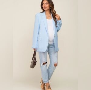 Seraphine Light Blue Work Edit Single Button Blazer